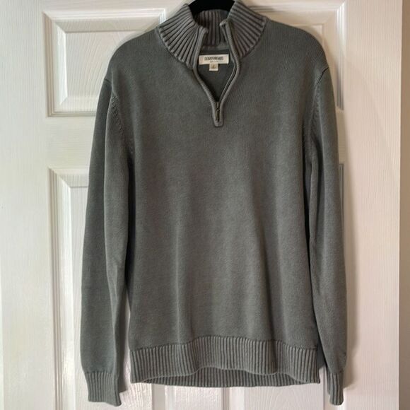 Goodthreads Gray 100% Cotton Half Zip Mock Neck Sweater Men’s Medium - Picture 2 of 10